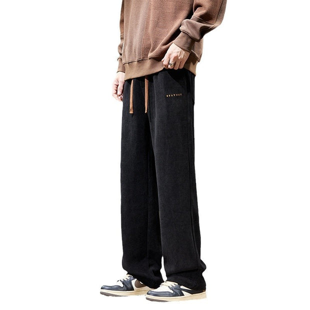 Men's Autumn And Winter Chenille Straight Casual Pants