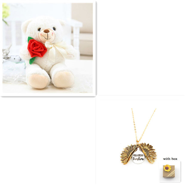 Rose plush toy bear doll NEW Valentine's Day gift to send the Qixi Festival bestie.