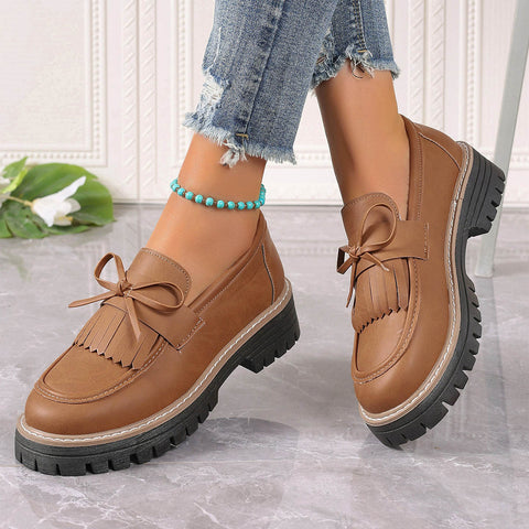 Fashion Buckle Loafers For Women British Style Height-increasing Thick-soled Casual Shoes