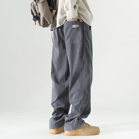 Autumn And Winter Lights Men's American Casual Pants High Street Fashion Brand Straight Flow Wide Leg Long