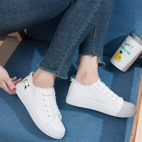 Women's Canvas Shoes Spring Breathable Versatile Casual White Shoes Student Sports