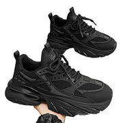 Pure Black Thick Sole Increased Leisure Sneaker Dad Shoes