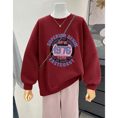 Retro Loose Round Neck Hoodie For Women