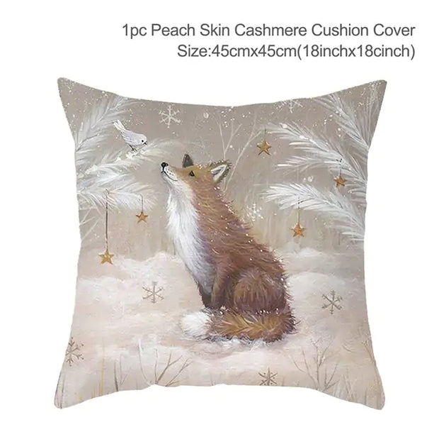 Christmas Elk Tree Cushion Cover