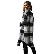 Fashion Plaid Single Row Button Coarse Wool Coat For Women