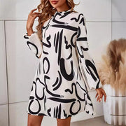 Lady Temperament Long-sleeve Round-collar Dress