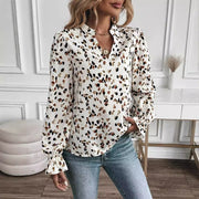 Women's Casual Printing Fabric Lantern Sleeve Shirt