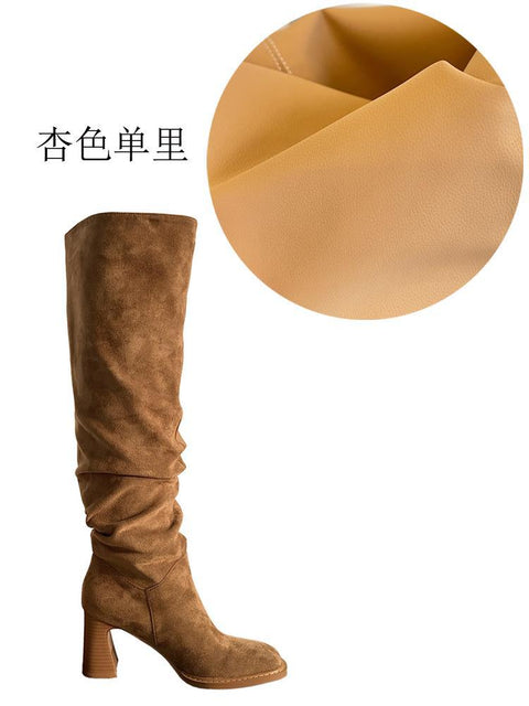 High Leg Boot High Heel Riding Boots Square Head Small Thick Leg Length