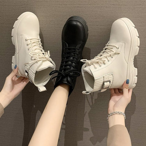 Korean Style Student Fashion New Platform Inner Height Increase High-top Shoes