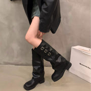 Women's Thick-soled Retro Pantyhose Long Biker Boots Shoes