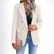 Women's Polyester Tweed Blazer With Fashion Casual Top Pockets