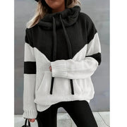 Fashion Same Color Hoodie With Drawstrings Sweater For Women