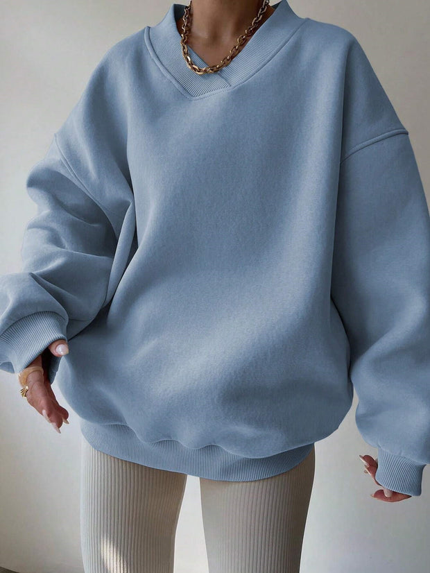 Women's Casual Solid Color Long Sleeve Crew Neck Sweater