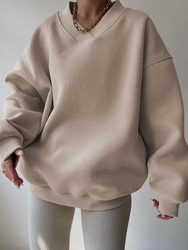 Women's Casual Solid Color Long Sleeve Crew Neck Sweater