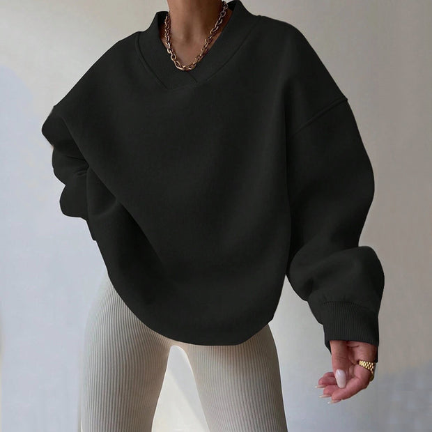 Women's Casual Solid Color Long Sleeve Crew Neck Sweater