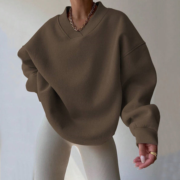 Women's Casual Solid Color Long Sleeve Crew Neck Sweater