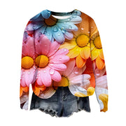 Spring And Autumn Round Neck Sweater Love 3D Digital Printing Top For Women