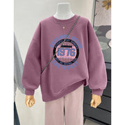 Retro Loose Round Neck Hoodie For Women