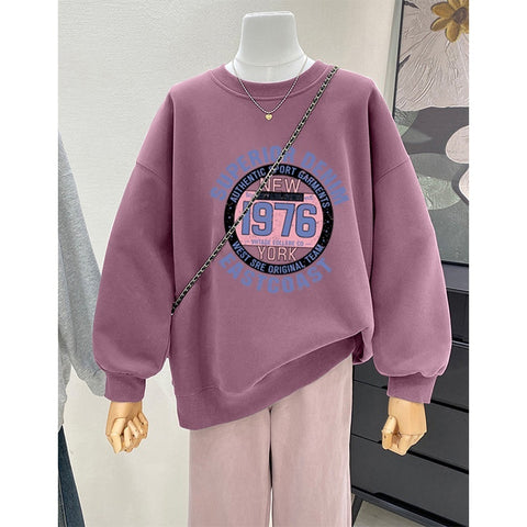 Retro Loose Round Neck Hoodie For Women