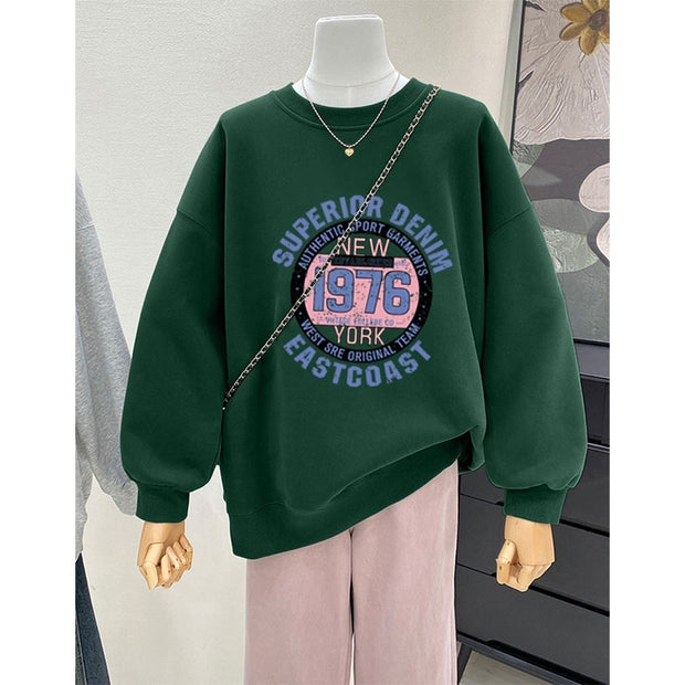 Retro Loose Round Neck Hoodie For Women