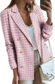 Women's Polyester Tweed Blazer With Fashion Casual Top Pockets