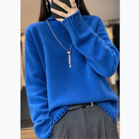 Women's Turtleneck Sweater Solid Color Thread Loose Korean Style