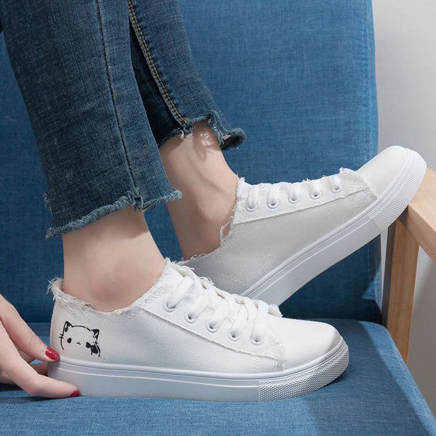 Women's Canvas Shoes Spring Breathable Versatile Casual White Shoes Student Sports