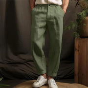 Men's Linen Solid Color Casual Light Outdoor Straight-leg Trousers