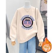 Retro Loose Round Neck Hoodie For Women