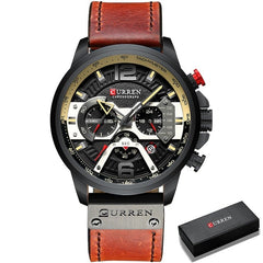 Military Leather Chronograph Watch