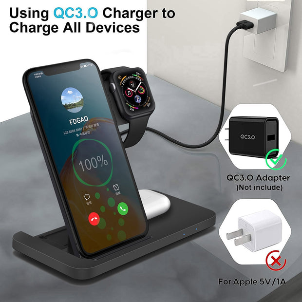 3in1 Wireless Fast Charger Dock