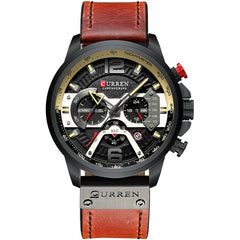 Military Leather Chronograph Watch