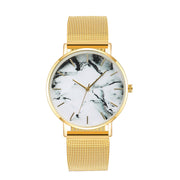 Mesh Band Marble Wrist Watch