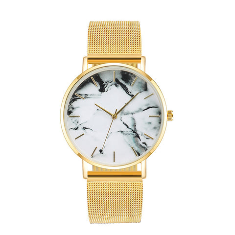 Mesh Band Marble Wrist Watch