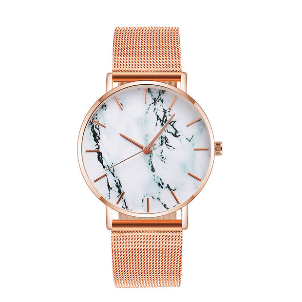 Mesh Band Marble Wrist Watch